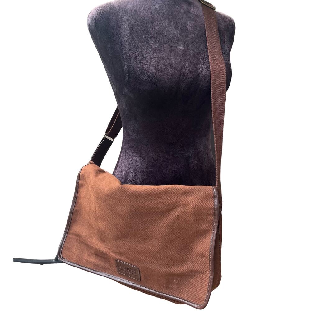 Guess Vintage Y2K Messenger Bag Mocha Canvas L - Picture 3 of 5